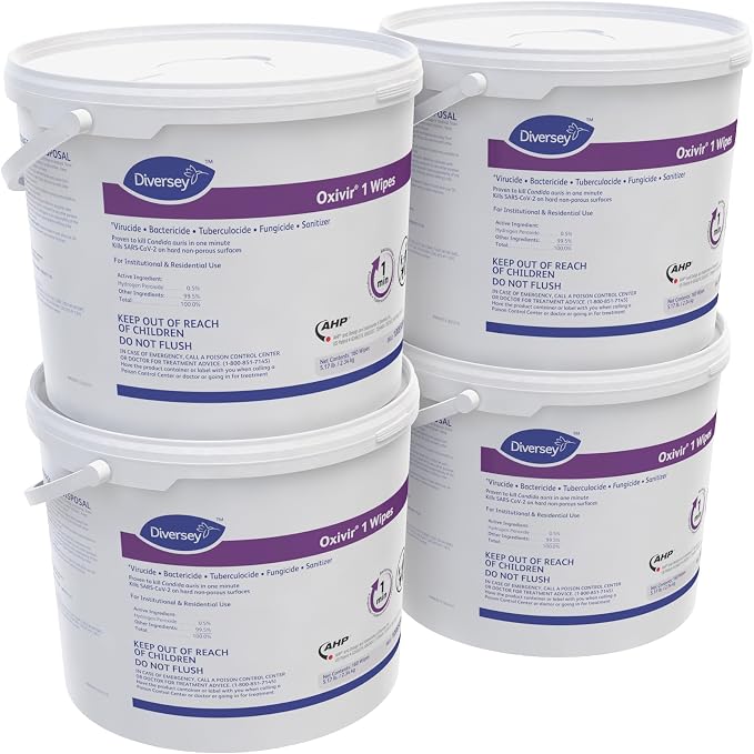 Oxivir Diversey 1 Disinfectant Wipes, AHP Hydrogen Peroxide Cleaner, XLarge by Oxivir
