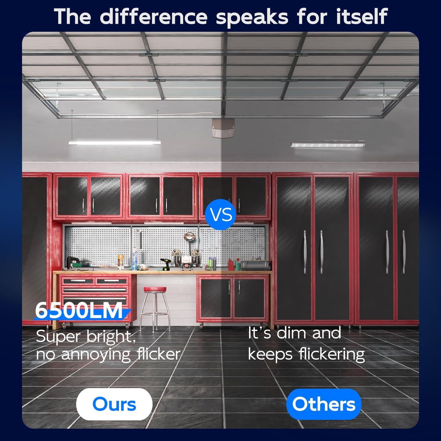 hykolity 10 Pack 4FT Linkable LED Shop Light for Garage, 6500lm, 4FT 60W Utility Light Fixture, 5000K Daylight LED Workbench Bay Lighting with Plug, Hanging or Surface Mount, White - ETL