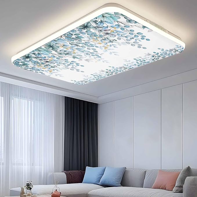 Fluorescent Light Covers for Ceiling Lights Teal Blue Eucalyptus Leaves - Image 9