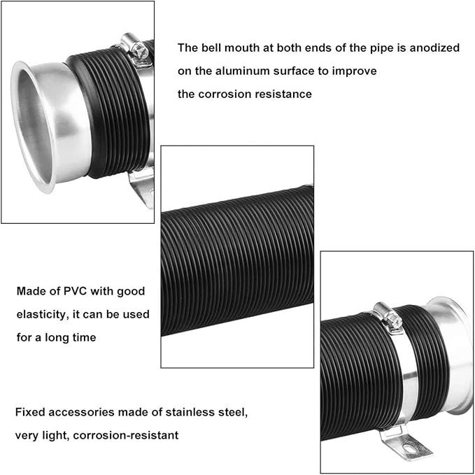 Sporacingrts Universal Multi Adjustable 77mm Flexible Cold Air Intake Pipe - Image 3