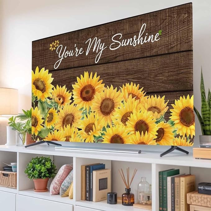 Spring Yellow Sunflower Indoor TV Cover, Elastic TV Screen Protector Rustic - Image 6