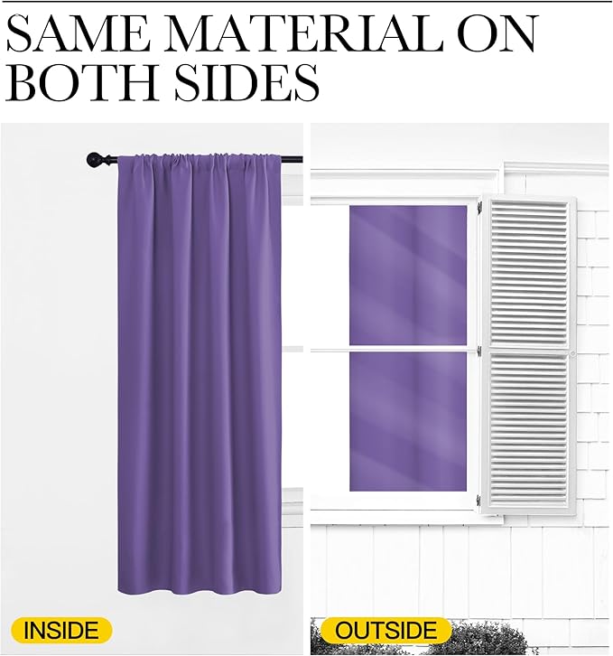 NICETOWN Blackout Curtains for RV Windows, Lilac Purple, 29" by 20", 2 Panels, Room Darkening Window Curtain Panels, Easy-Care Solid Thermal Insulated Draperies/Drapes for Daughter Room