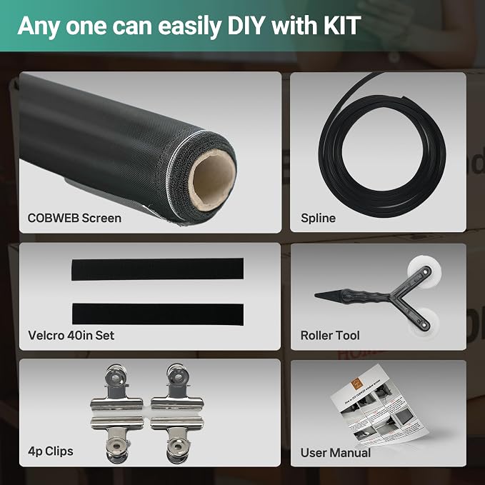 Premium Window Screen DIY KIT 39" 51" Blocks Rain, Pet Scratch, Fine Dust 99% - Image 3