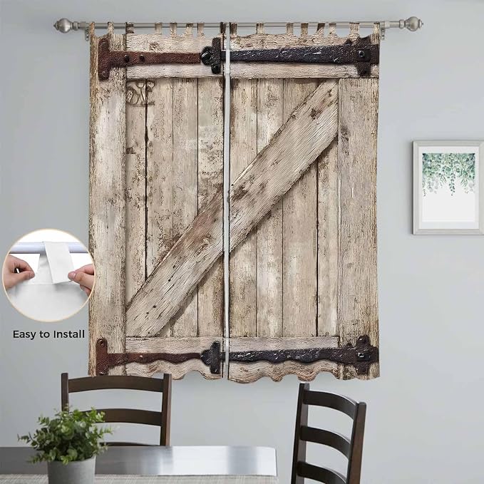 Farmhouse Wood Grain Living Room Curtains 96 Inch Length, Window Curtains Tab - Image 4