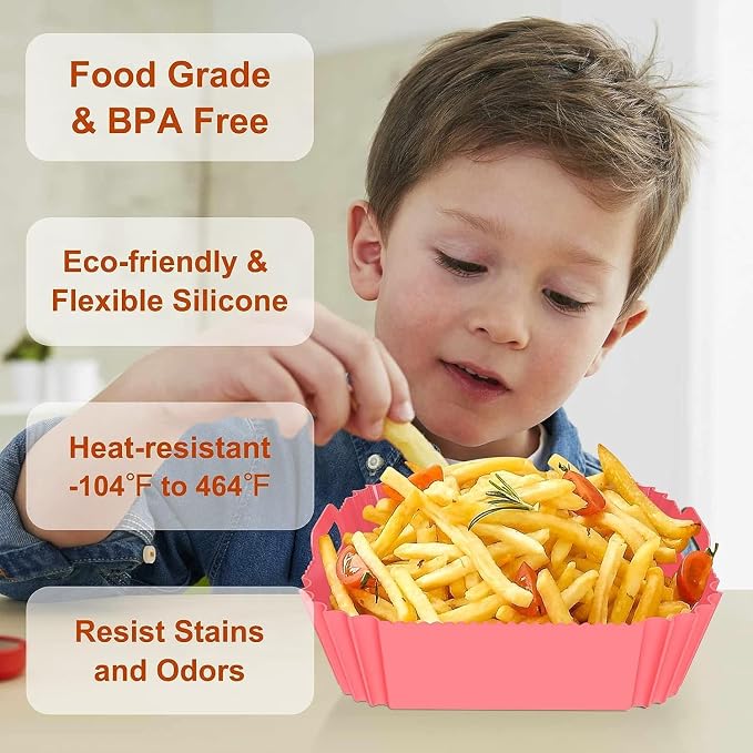 Large Silicone Air Fryer Liners Square 5-9 QT, 7.9 Inch Airfryer Liners - Image 4