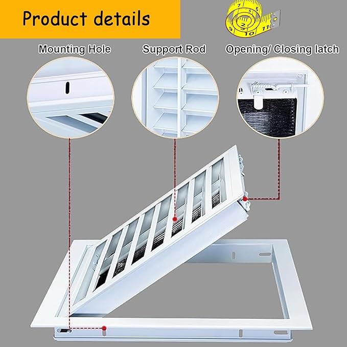 Gray Air Vent Covers 22x22 in Steel Return Grilles, Duct Opening Air Grilles - Image 4