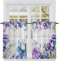 Spring Flowers Tier Curtains, Watercolor Garden Florals Wooden Grain Light by Unknown