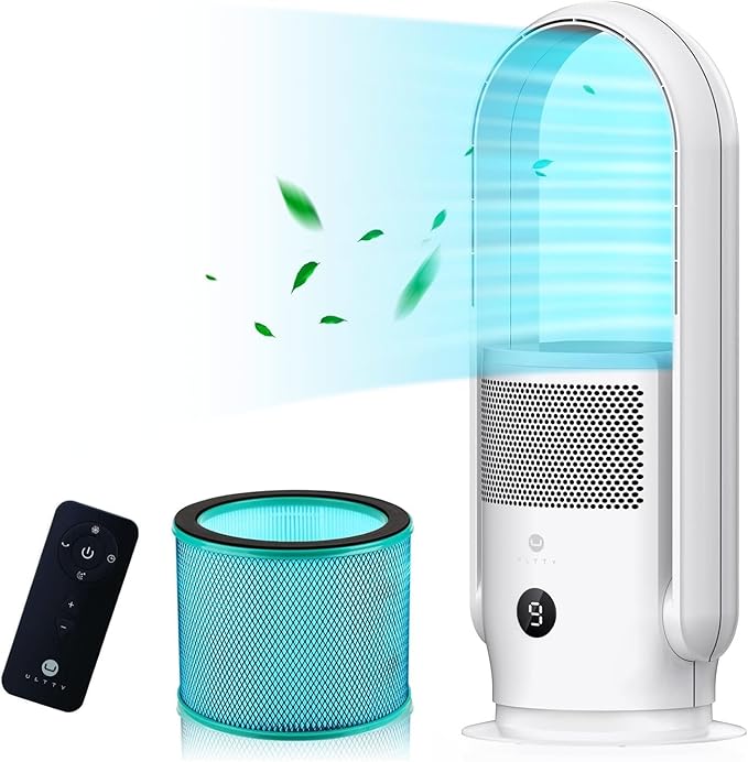 ULTTY Bladeless Tower Fan and Air Purifier Combo, Quiet Oscillating Fan by UULTTY