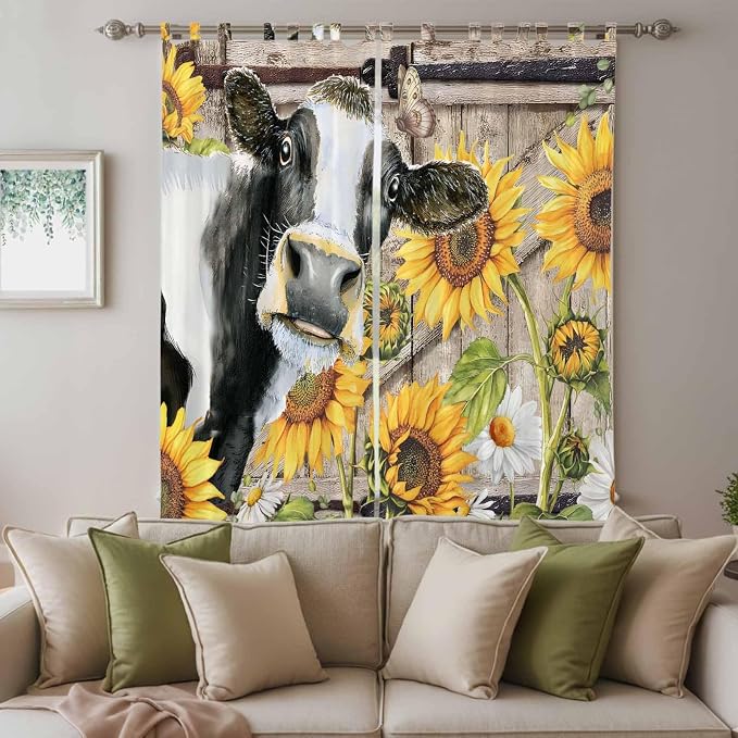 Retro Farmhouse Flower Living Room Curtains 96 Inch Length, Window Curtains Tab - Image 3