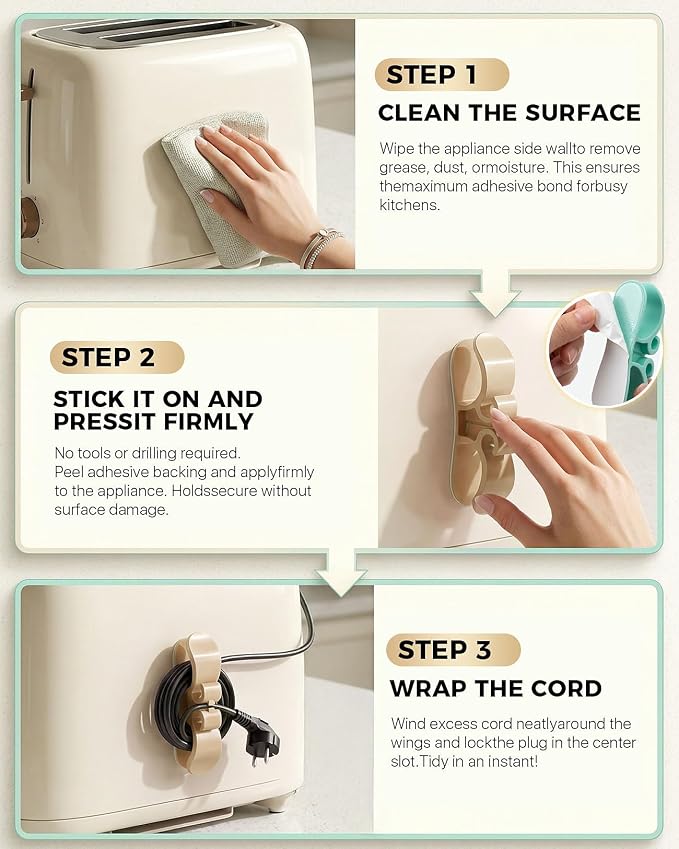 6 PCS Cord Organizer for Appliances, Upgraded Kitchen Appliance Cord Organizer - Image 4