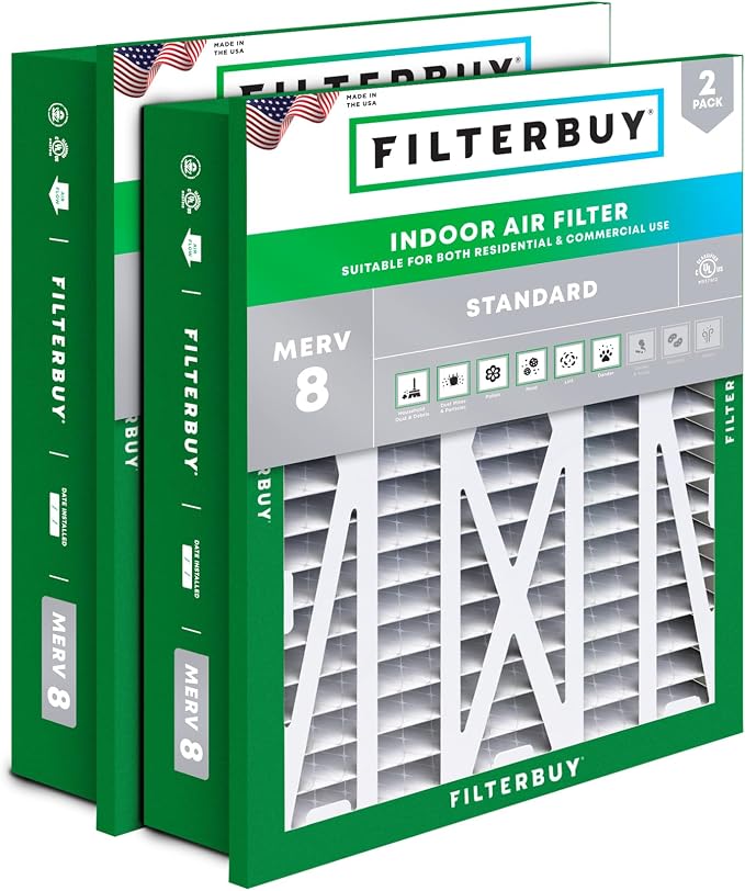 Filterbuy 24x24x5 Air Filter MERV 8 Essential Dust & Allergy Defense, by Filterbuy