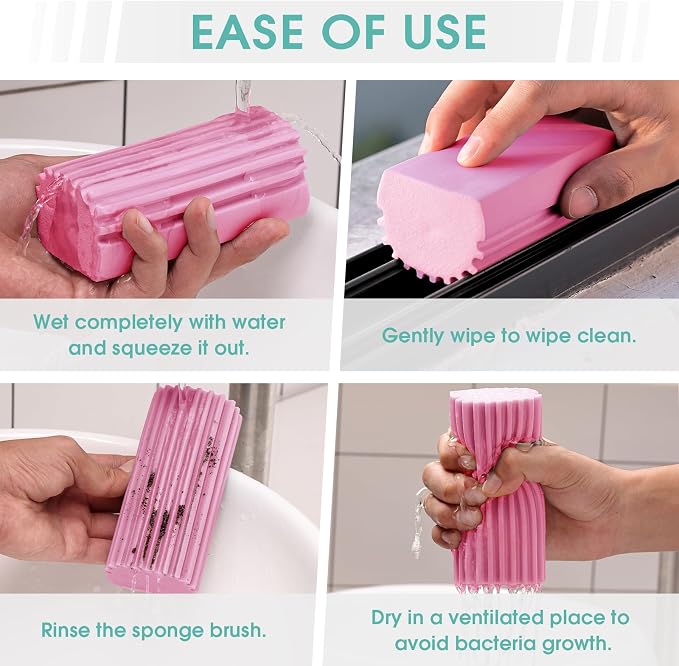 4 Pack Damp Dusting Sponge Duster, Reusable Household Cleaning Sponge Tool - Image 4