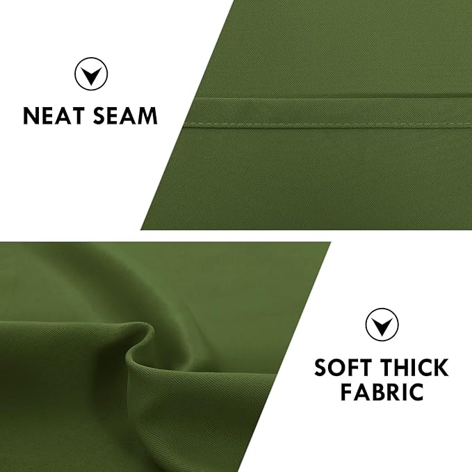 DWCN Olive Green Room Darkening Blackout Curtains - Thermal Insulated Privacy Energy Saving Window Curtain Drapes 52 x 45 inch Length, Set of 2 Bedroom Living Room Curtains