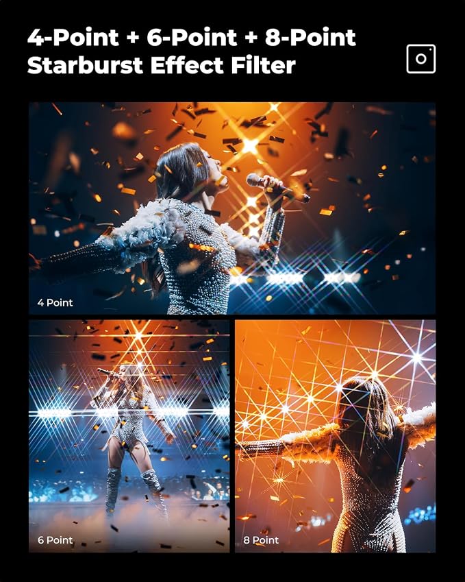 K&F CONCEPT 55mm Star Filters Kit 4 Points 6 Points 8 Points Cross Screen - Image 5