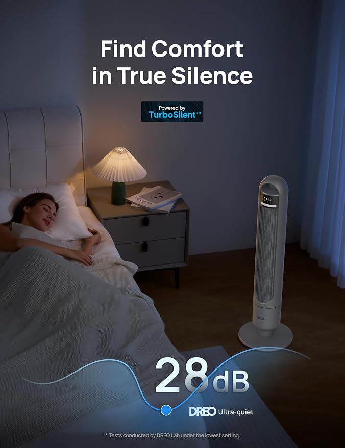 DREO Tower Fan for Bedroom, 4 Speeds, 3 Modes Standing Fans for Room - Image 5