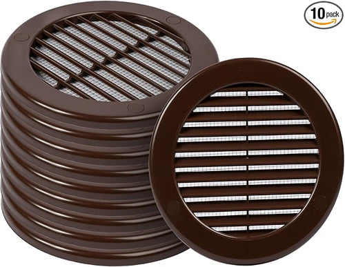 10-Pack 4" Round Air Vent Cover – Brown Plastic Soffit Air Vent Deflector by HVACOV