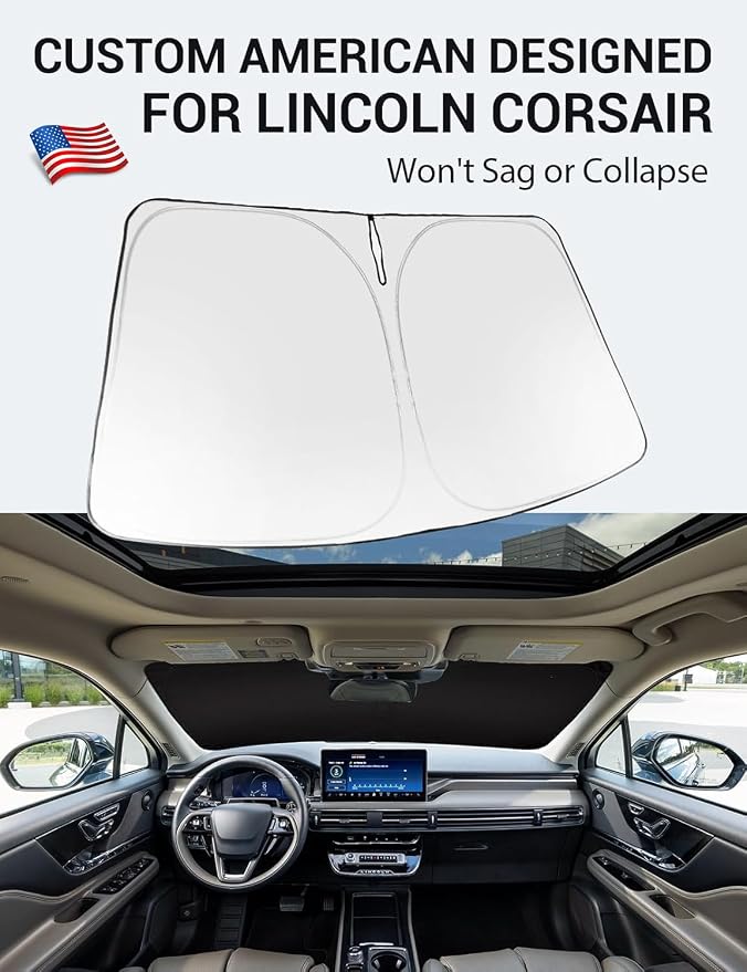 Proadsy Windshield Sun Shade for 2020–2025 2026 Lincoln Corsair Foldable Front - Image 2