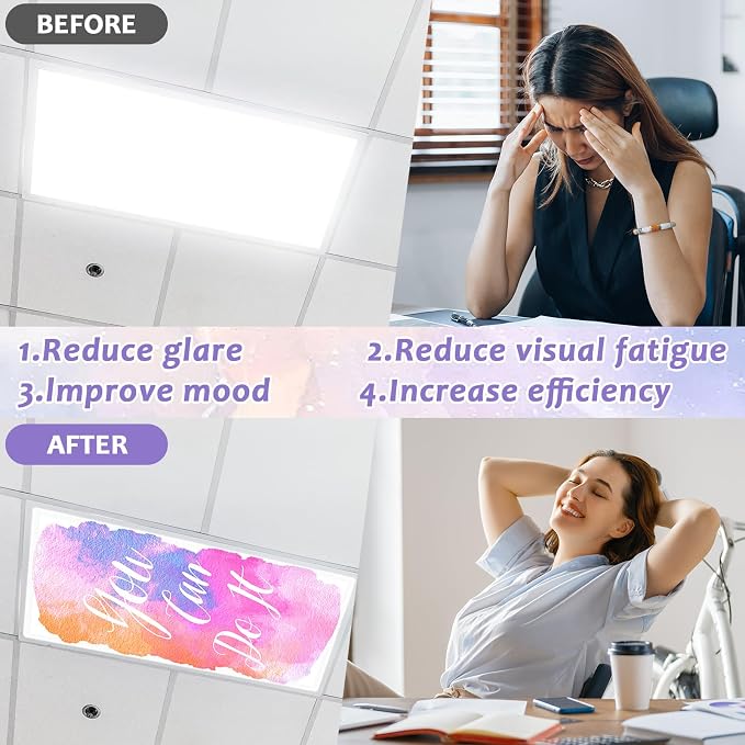 QOUBAI 8 Pcs Fluorescent Light Covers, 4x2 Feet Magnetic Light Cover - Image 7