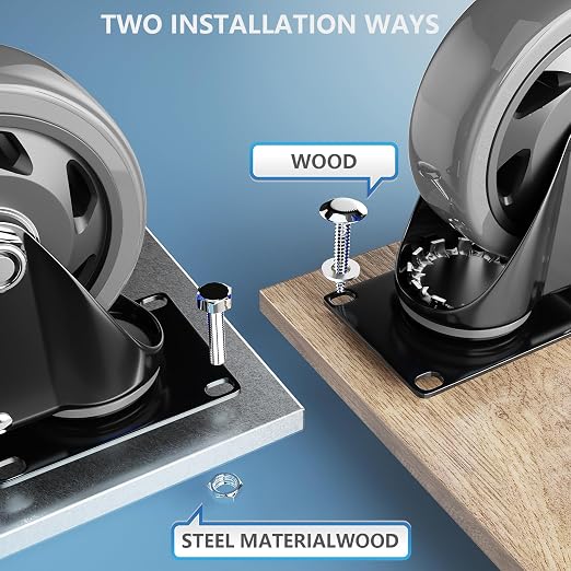 Casters Set of 4 Heavy Duty, 5 Inch Caster Wheels - Image 3