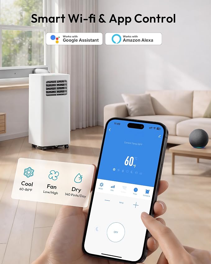 EUHOMY Portable Air Conditioners 14, 000 BTU, Smart 4-in-1 Portable AC Unit - Image 3