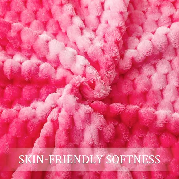 Exclusivo Mezcla Fleece Throw Blanket for Couch, Extra Large Fuzzy Tie-dye Hot Pink Bed Blankets, Soft Cozy Plush Sofa Throws for All Seasons, 50x70 Inches