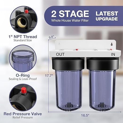 SimPure Whole House Water Filter System, 2 Stages Clear Home Water - Image 4