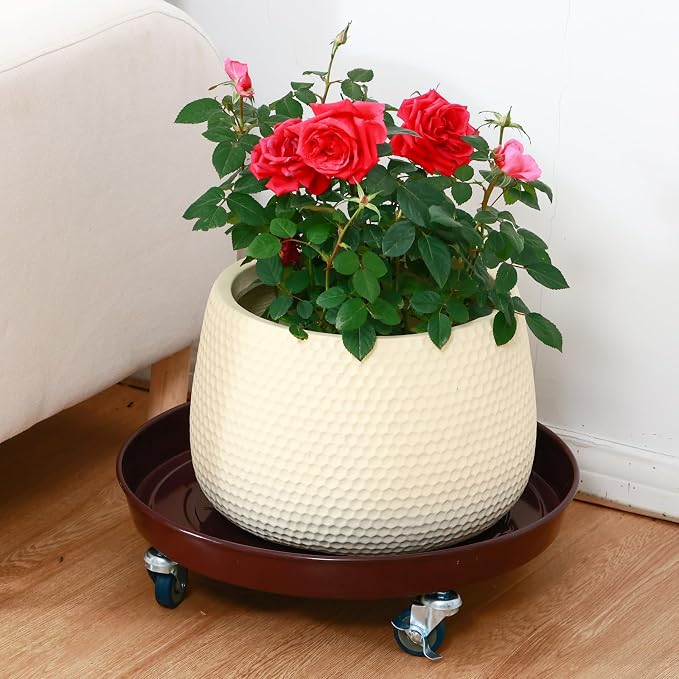 3 Packs Metal Plant Caddy with Wheels 16" Rolling Plant Stand Heavy Duty Plant - Image 7