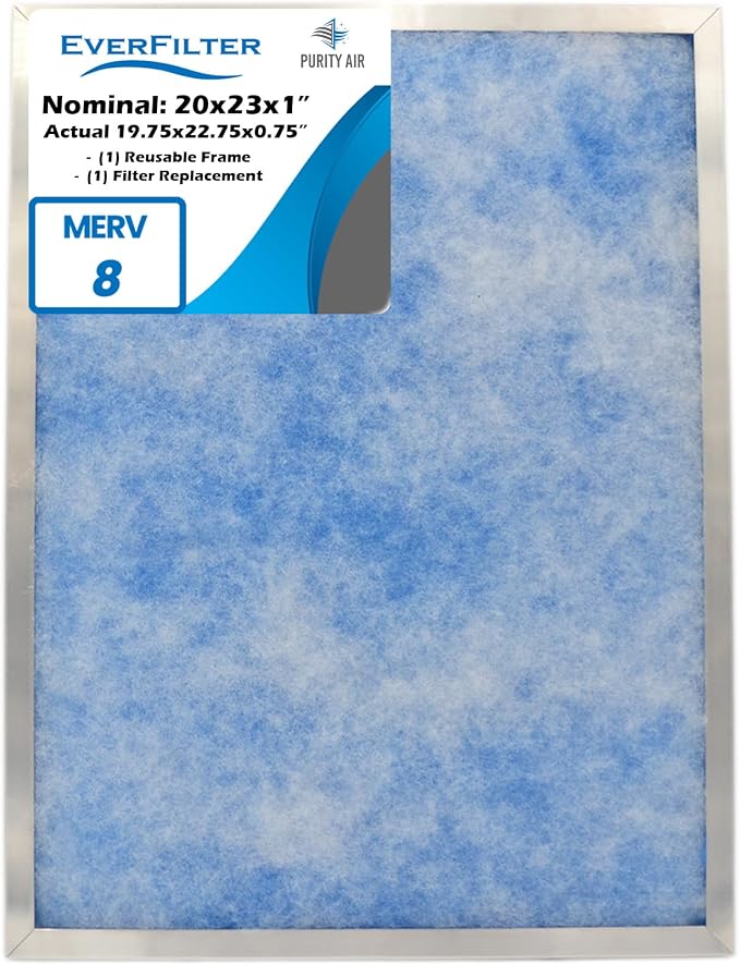20x23x1 Air Filter MERV 8 Filter Media, AC Furnace Filter, Aluminum Reusable by PurityAir