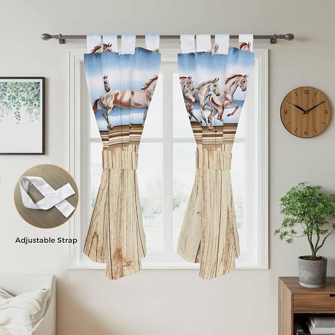 Western Horse Living Room Curtains 84 Inch Length, Window Curtains Tab Top - Image 5