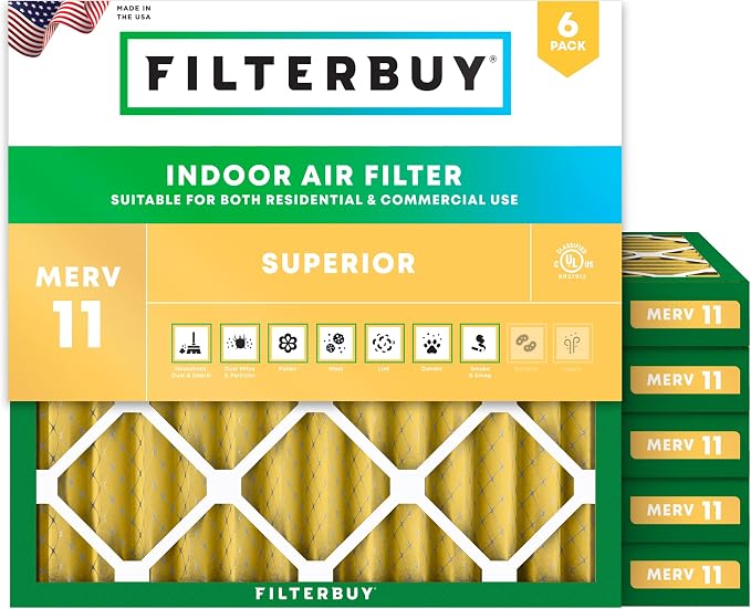 Filterbuy 18x18x2 Air Filter MERV 11 Superior Pet & Allergy Defense, by Filterbuy