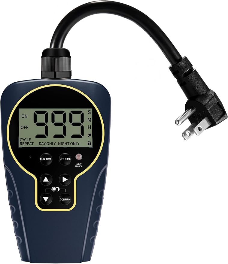 Techbee Repeat Cycle Timer Plug Outlet, 15A 1HP | 1 s to 999 h Interval by Techbee