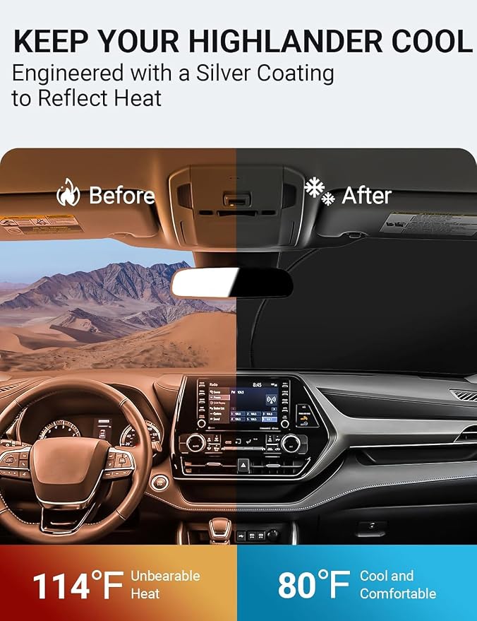 Proadsy for Toyota Highlander 2020-2025 2026 Windshield Sun Shade 4-Layer - Image 3