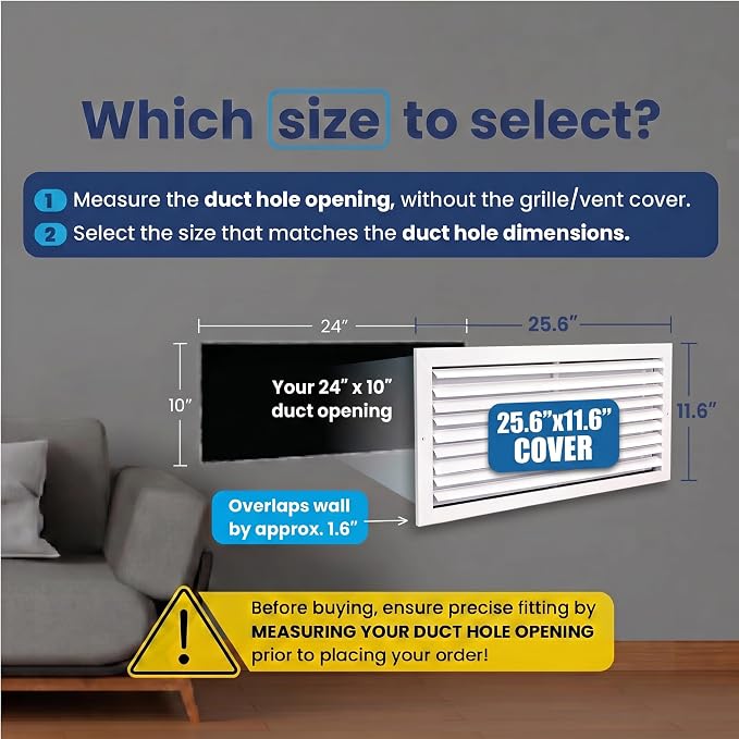24x10 Aluminum 1-Way Air Vent Cover Wall Ceiling Register Multi-Shutter Damper - Image 2