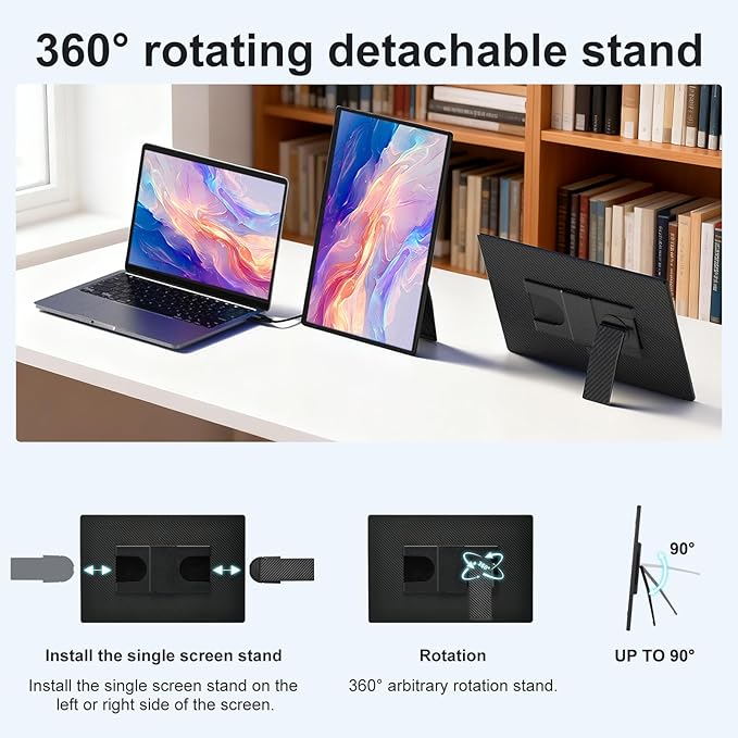 Portable Monitor 16" 1200P FHD Laptop Screen Extender, Horizontal Vertical - Image 4