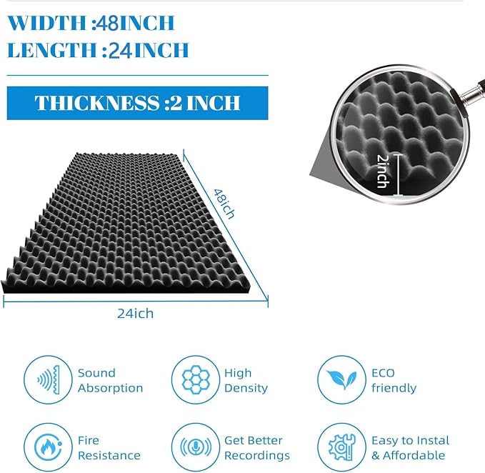 1 Pcs Sound Proof Foam Panels |48"×24"×2" Quick-Recovery Soundproof Wall Panels - Image 2