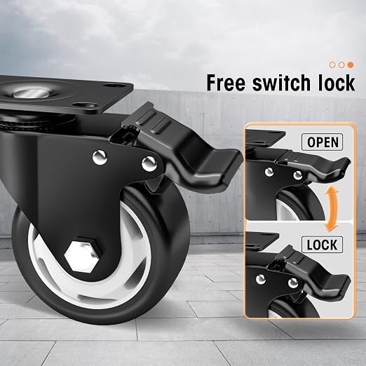 Casters, Top Plate Swivel Wheels, Locking Casters - Image 2