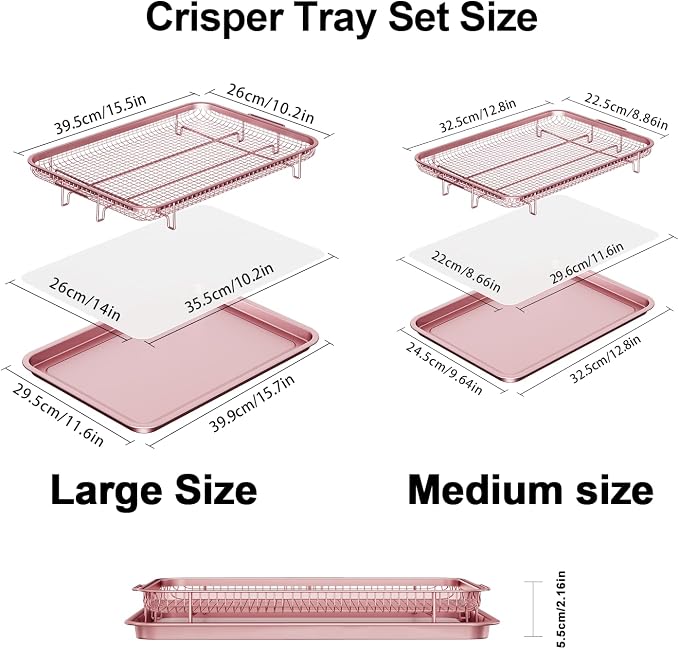 Air Fryer Basket for Oven, 2 Set Air Fryer Basket and Tray Set - Image 2