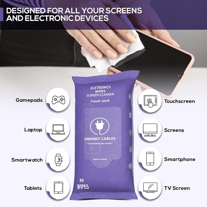 Swanky Cables Screen Cleaner Wipes: Electronic Wipes - Image 3