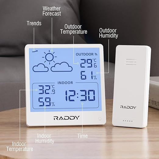 Raddy WF-50T Indoor Outdoor Thermometer Hygrometer Wireless Weather Station - Image 2