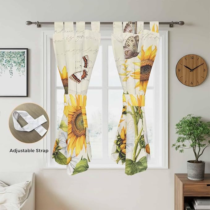 Farm Sunflowers Living Room Curtains 84 Inch Length, Window Curtains Tab Top - Image 5