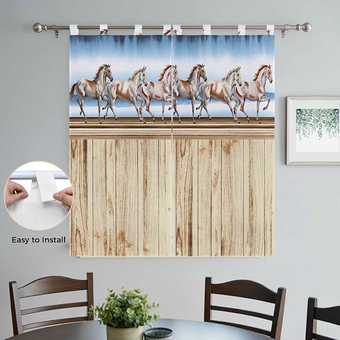 Western Horse Bedroom Curtains 72 Inch Length, Window Curtains Tab Top - Image 4