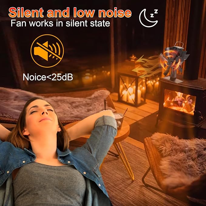 COMBIUBIU 8 Blade Wood Stove Fan, Heat Powered Fireplace Fan - Image 3