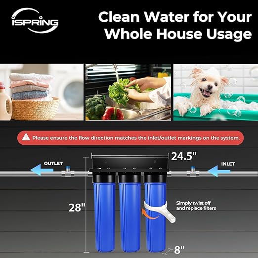 iSpring WGB32B-MKS+AHPF12MNPT16X2 3-Stage Whole House Water Filter System w/ - Image 5