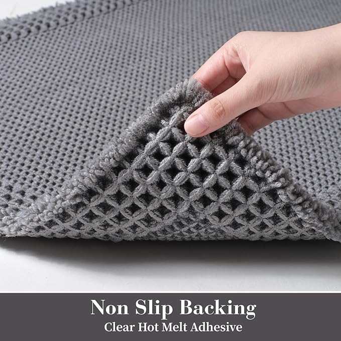 RESARE Waffle Bathroom Runner Rugs, Super Absorbent Bath Mat Non Slip Washable Quick Dry, Upgraded Ultra Soft Boho Bath Rugs with Tassels for Hallway Bedroom Laundry Room, 2'x6'(24"x72"), Dark Grey