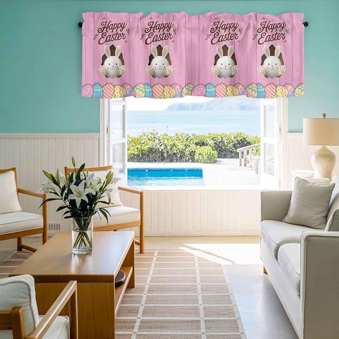 Pink Easter Curtain Valances for Windows, Kitchen Valance Window Treatment - Image 8