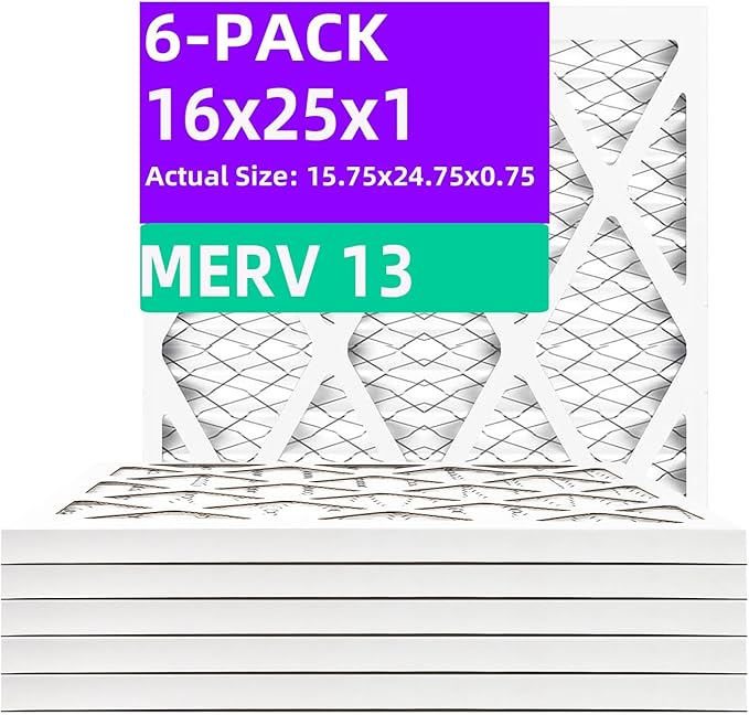 16x25x1 MERV 13 Pleated Air Filter MPR 1900 & FPR 10, Furnace Air Filters by Qingzhug