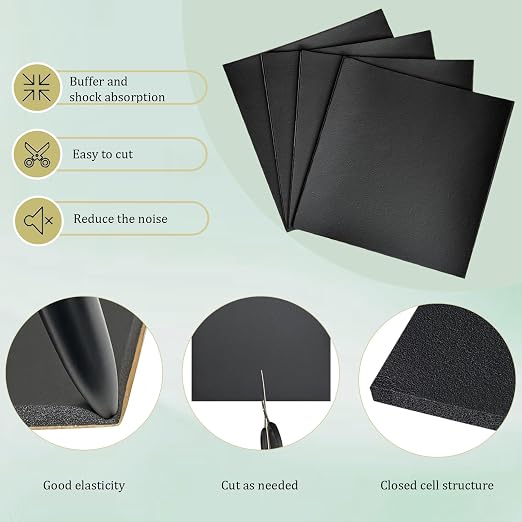 4 Pieces Adhesive Foam Padding 1/8 in Thick X 4 in X 4 in, Anti Vibration Pads - Image 4