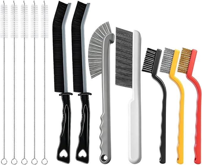 12pcs Crevice Cleaning Brush, Straw Cleaner Brush, Hard Bristle Grout Brushes by AONEZ