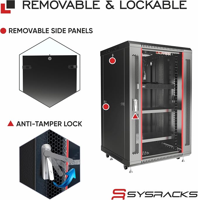 Sysracks 15U Wall Mount Server Rack Cabinet, 19” Locking Network Rack, 24” Deep - Image 5