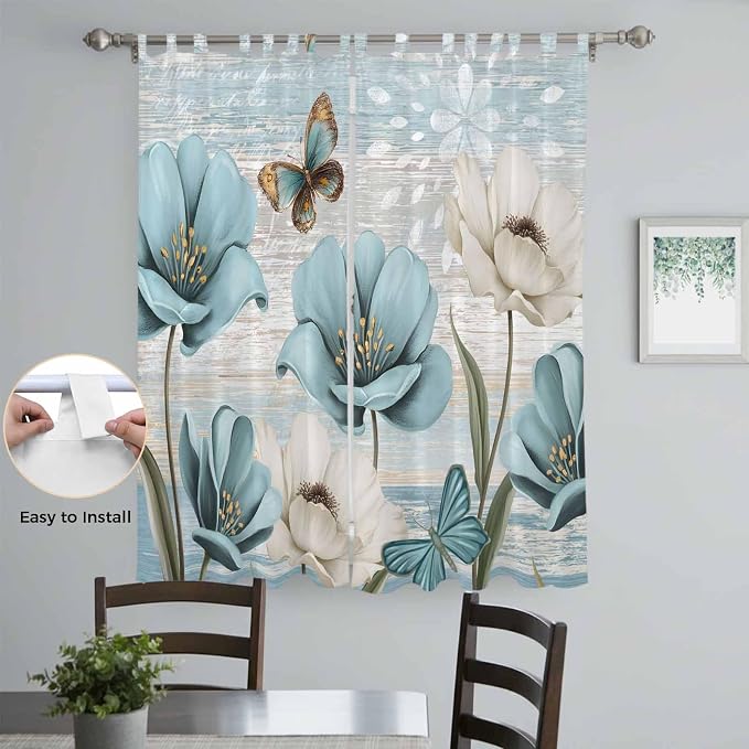 Spring Floral Living Room Curtains 96 Inch Length, Window Curtains Tab Top - Image 4